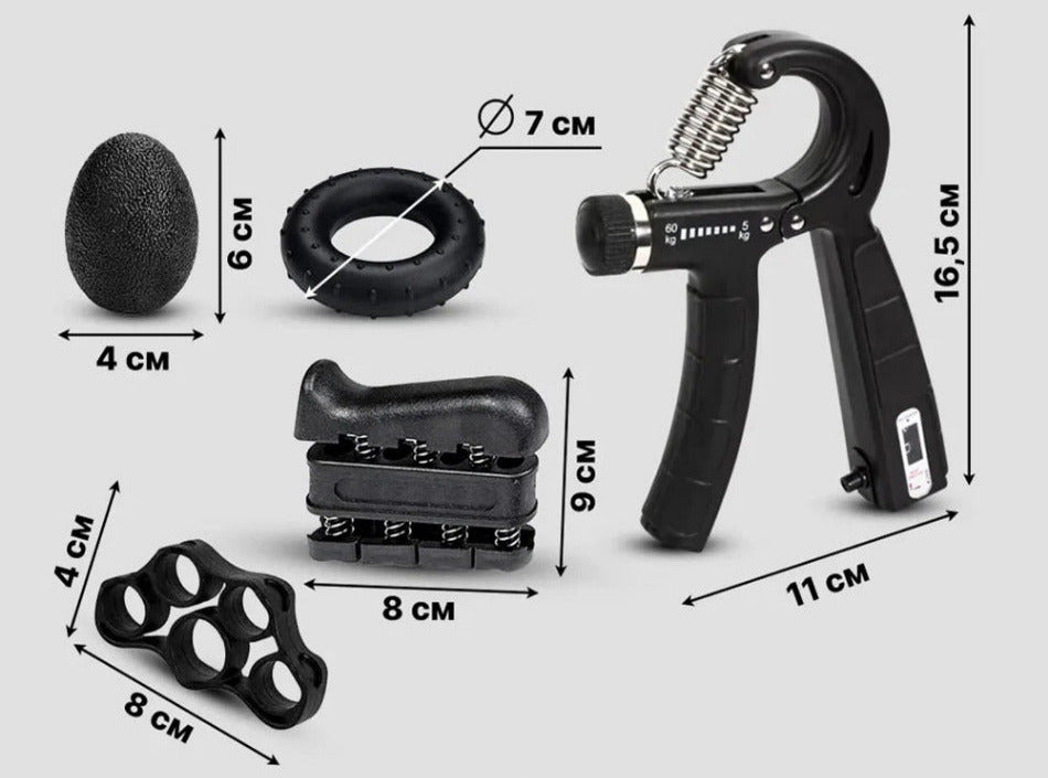 6PCS/SET 5-60Kg Adjustable Hand Grip Strengthener Hand Grip Trainer with Counter Wrist Forearm and Hand Exerciser for Muscle Bui